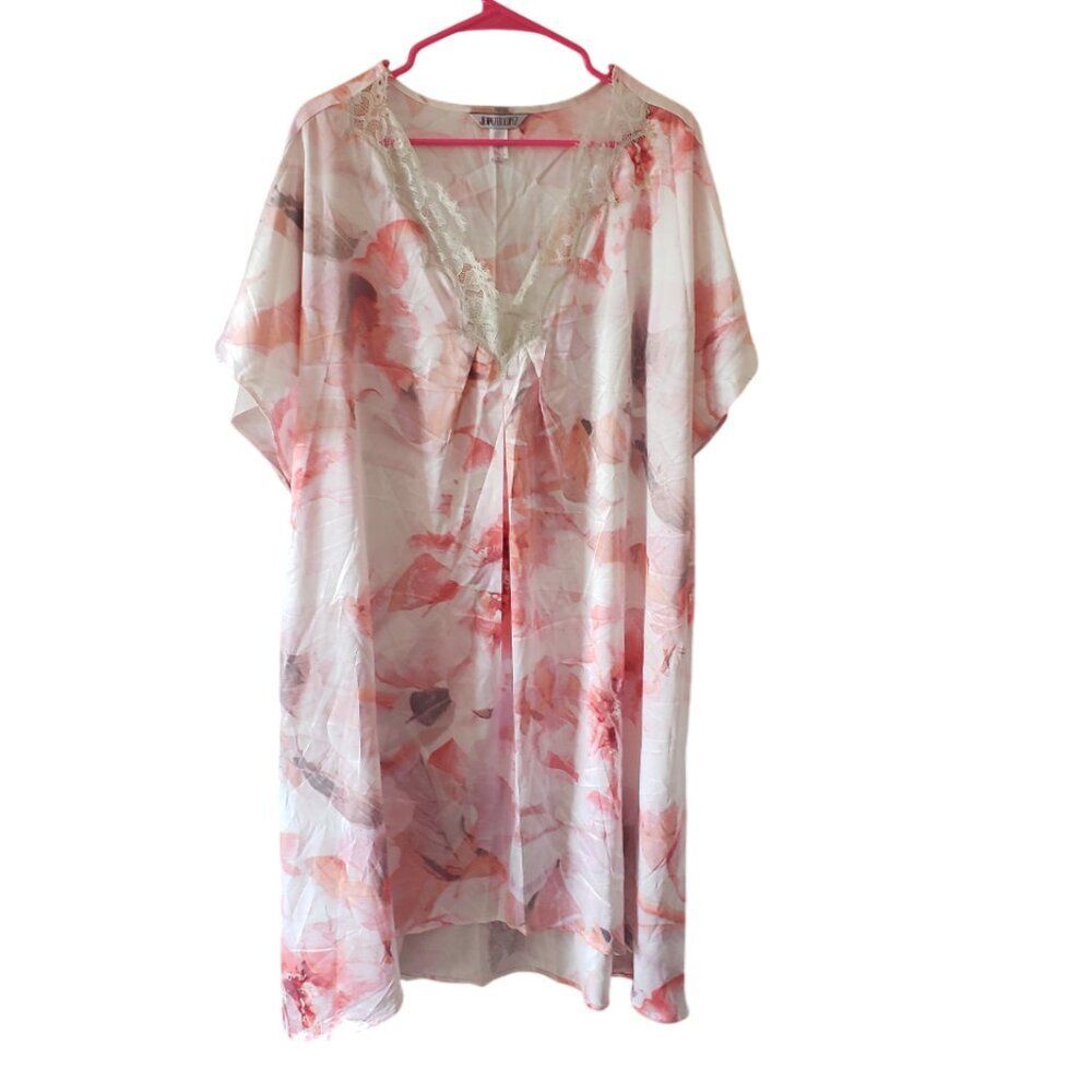 Jennifer Lopez Intimates Caftan Lounge Nightgown Boho Silky Eyelash Lace Sz XL